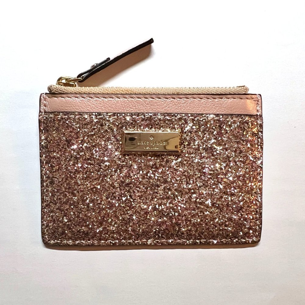 Kate Spade Pink Glitter Slim Card Wallet